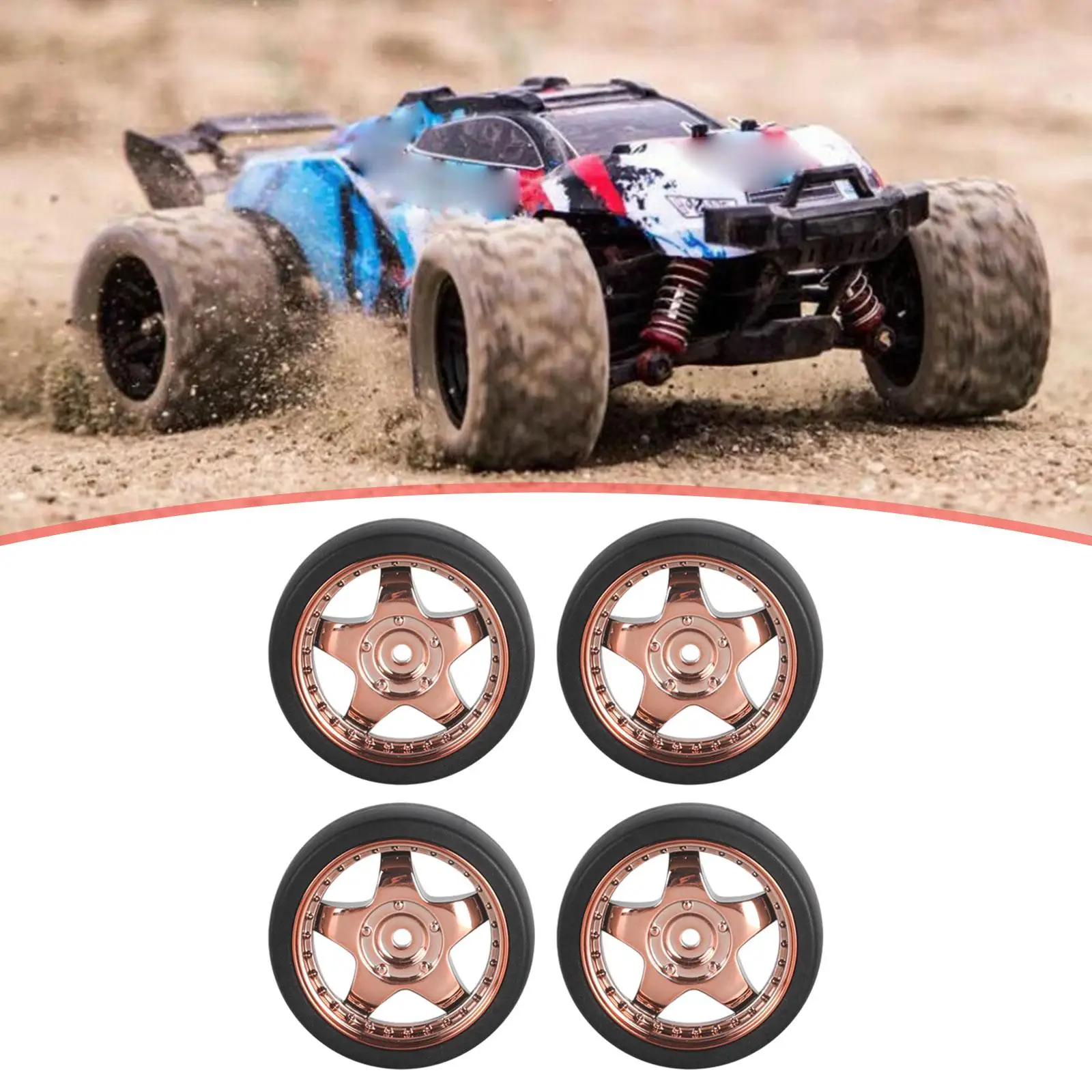 4x RC Car Drift Tires Wheel Rim and Tires Set for 1/18 RC Drift Rally Car DIY Modification Spare Parts Accessory Repalces