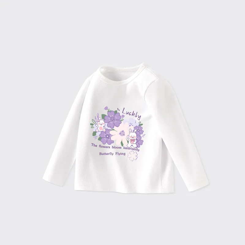 MILANCEL nueva primavera niños camiseta de dibujos animados niños lindo conejito flor camisa de fondo niñas dulce Color caramelo Tops - imagen 2