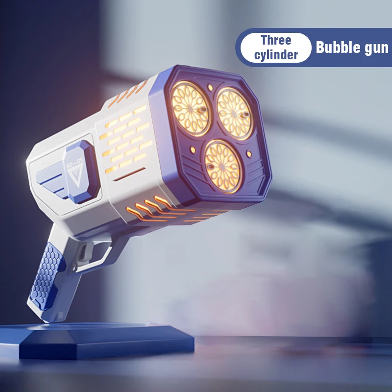 Pistola de burbujas de 36 agujeros, máquina de burbujas de jabón, soplador automático con forma de pistola con juguetes ligeros para niños, Pomperos, regalo del Día de los niños - imagen 4