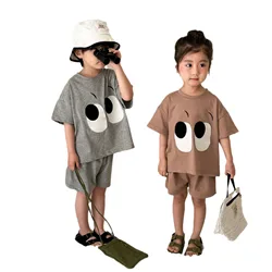 Chándal de algodón para niños con camiseta manga corta