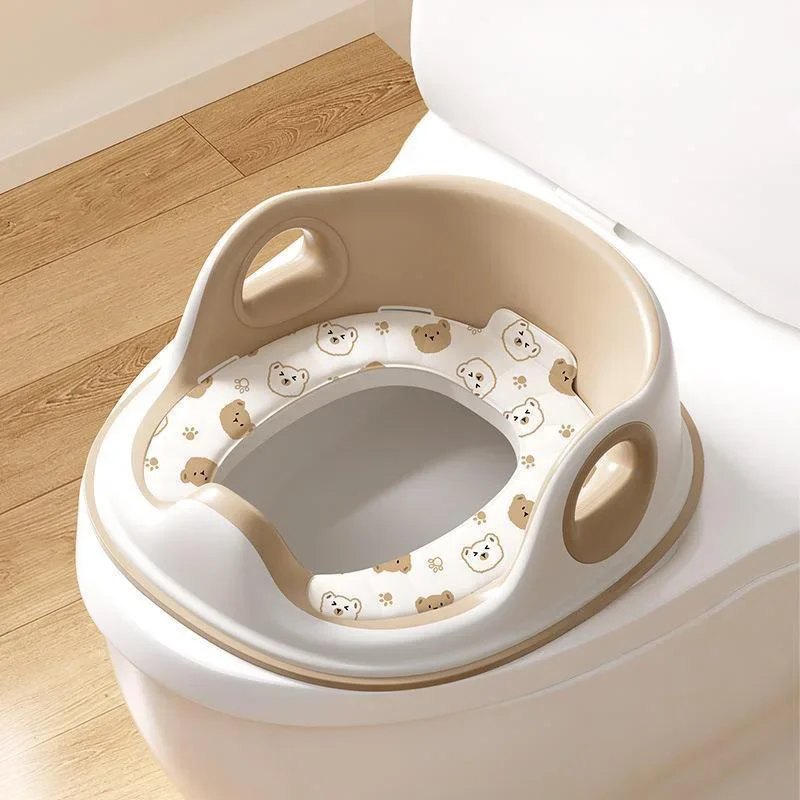 Asiento reductor de inodoro con barandilla y cojín – Diseño oso