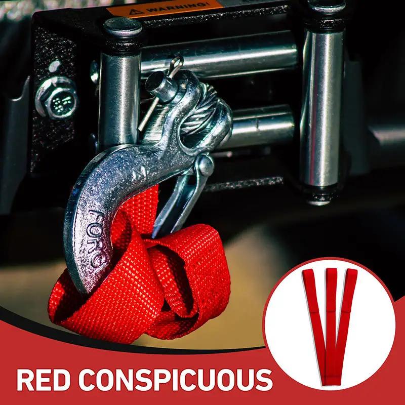 Correa de Remolque para Automóvil, 1 Pieza/3 Piezas, Nailon Resistente, Gancho de Cabrestante Rojo, Correa de Tracción con Lazos de Protección, Cuerda de Remolque - imagen 2