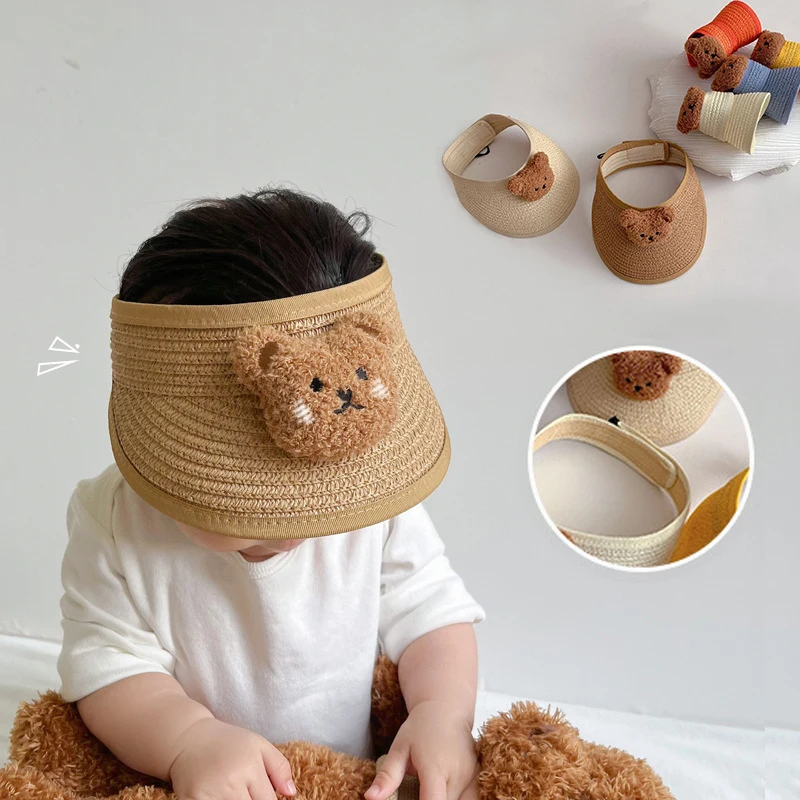 Gorro protección solar bebé – Diseño oso con diadema trenzada