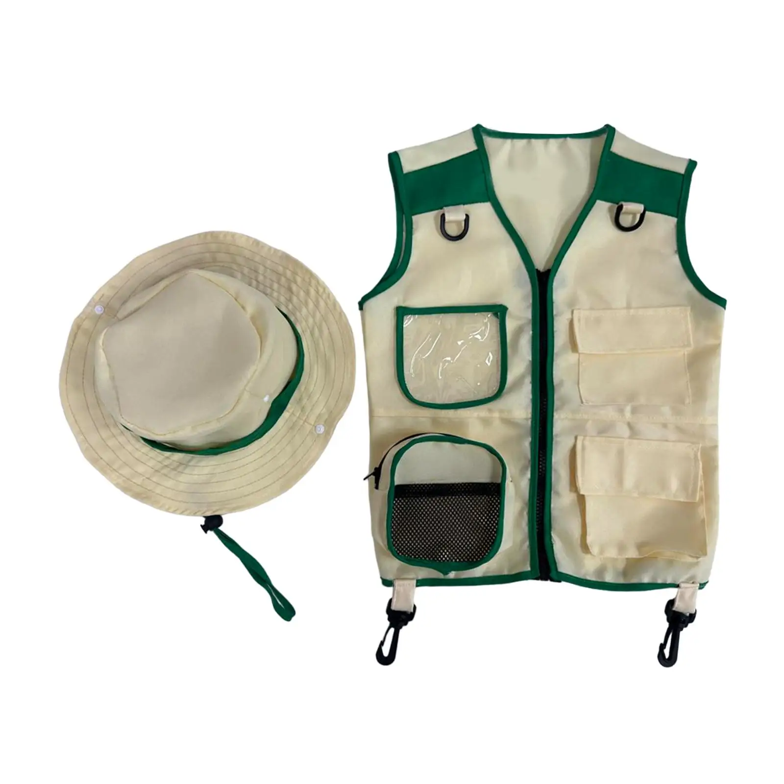 Kids Explorer Vest and Hat Costume Backyard Costume Kids Outdoor Activity for Birthday Gift Age 3-12 Years Old Children Day Gift