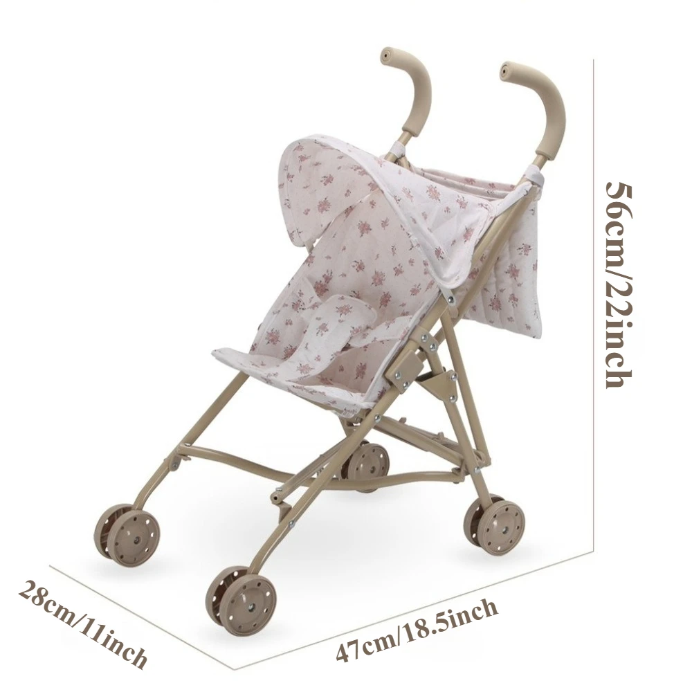 Muñecas para jugar, cochecito de bebé, juguete para niñas con dosel, bolsa de almacenamiento, juego de simulación, regalos de Navidad plegables para niños pequeños - imagen 3