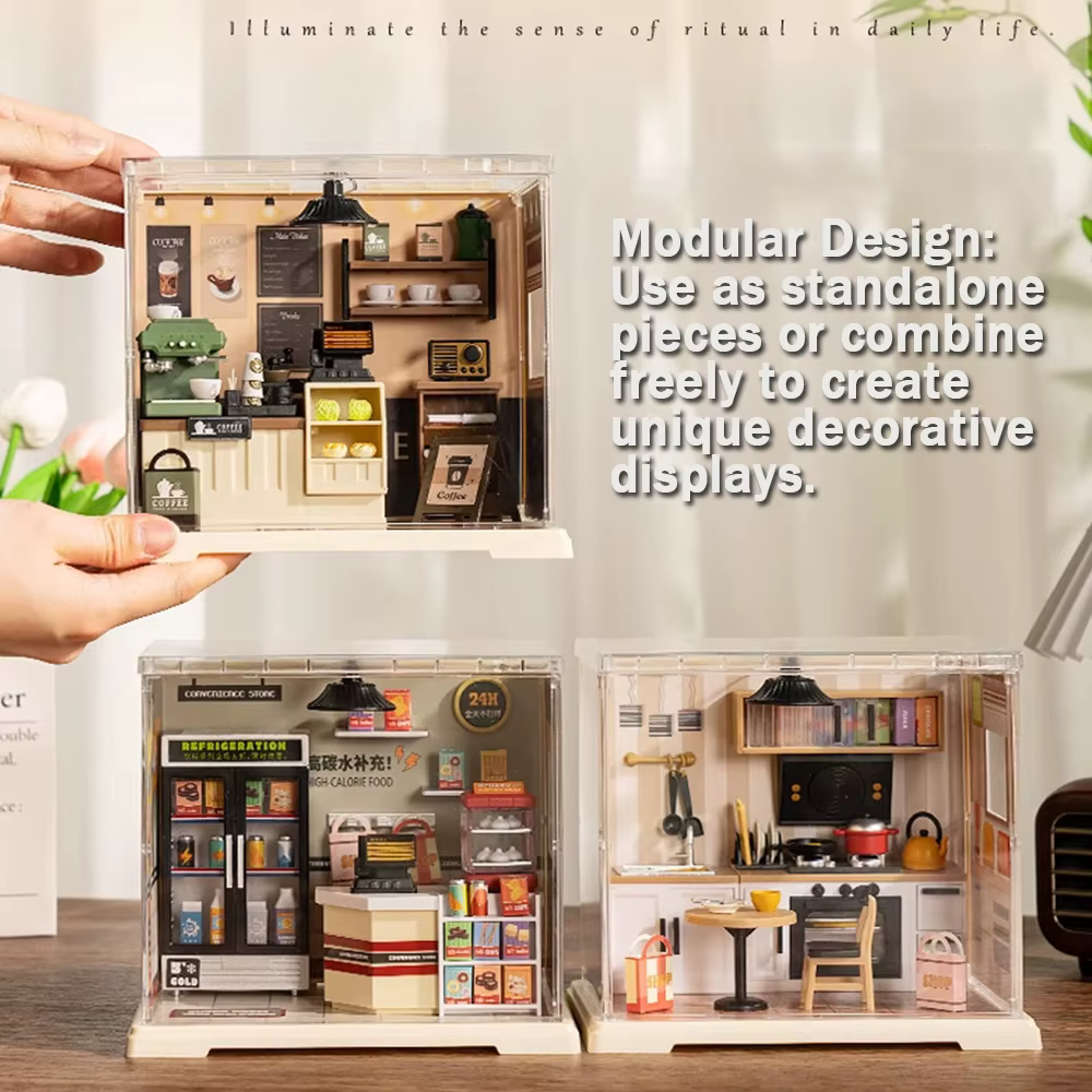 Casa en miniatura con luz cálida – Maqueta infantil para montar - imagen 5