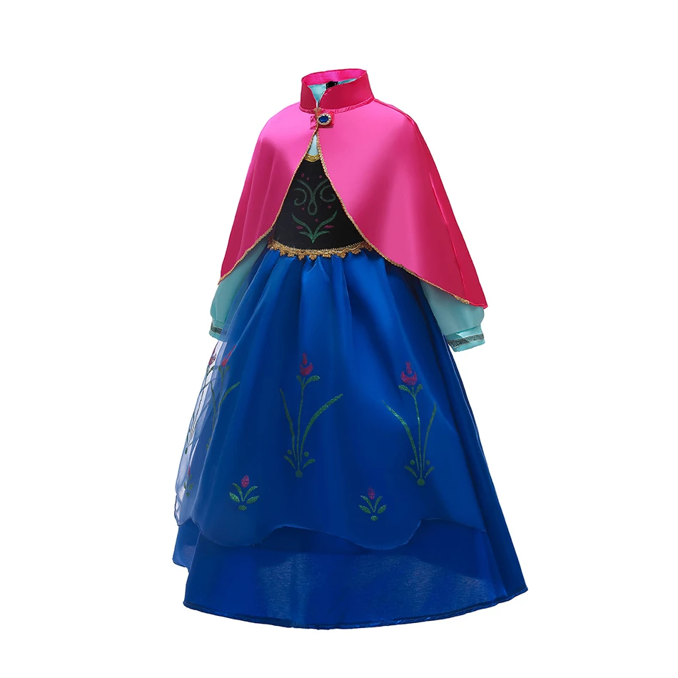 Disfraz de princesa azul con capa tul y falda floral - imagen 2