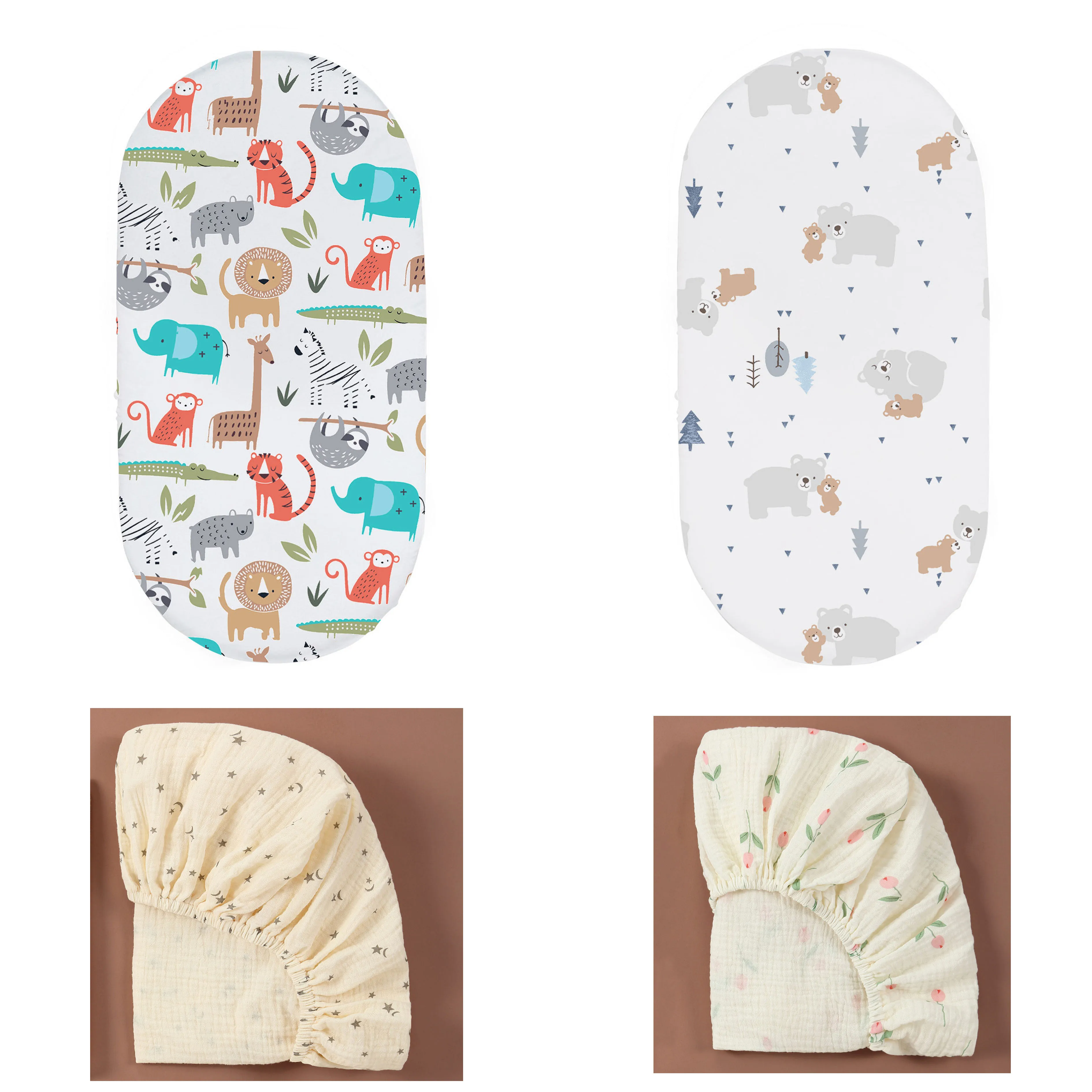 Sábana para cuna de bebé de algodón de muselina suave y transpirable, Sábana ajustable para recién nacido, Sábana para cuna de guardería hipoalergénica para bebés Universal