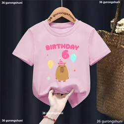 Camiseta capibara con globos para niños - Estilo divertido y cómodo