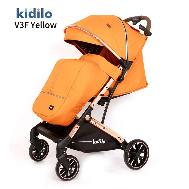 Cochecito Kidilo de alta vista para sentarse y tumbarse, cochecito de bebé plegable ligero, cubierta de pie gruesa - imagen 3