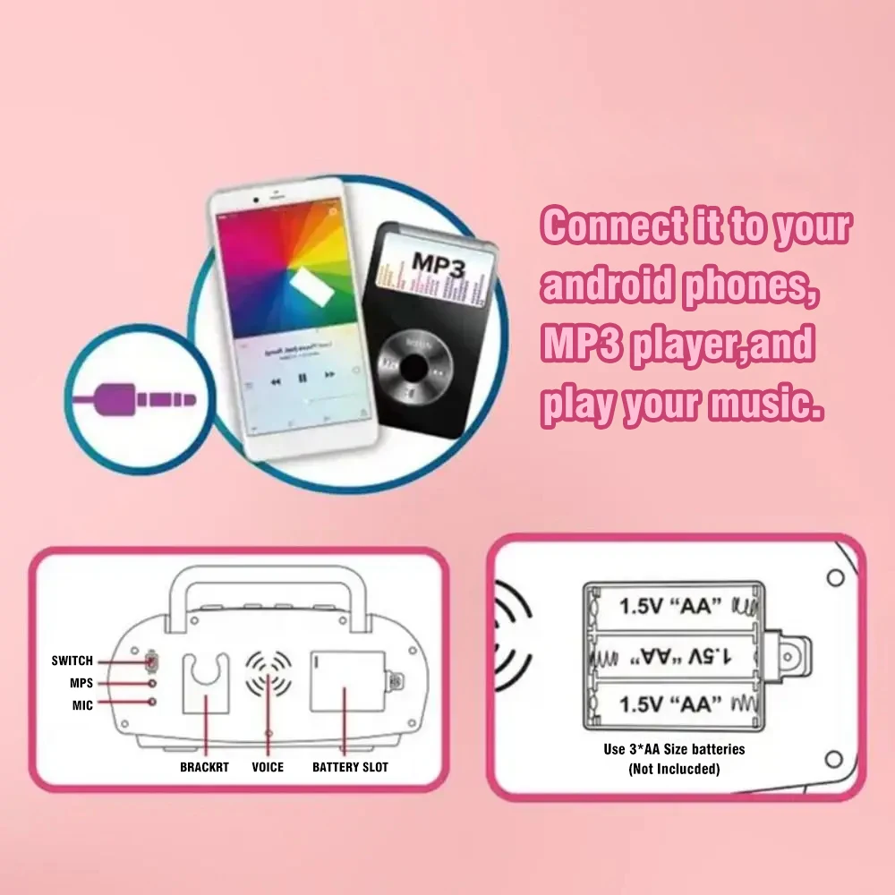 Máquina de Karaoke para niños, micrófono con luces, juguete portátil para cantar, regalo Musical educativo para niñas y niños, Navidad - imagen 5