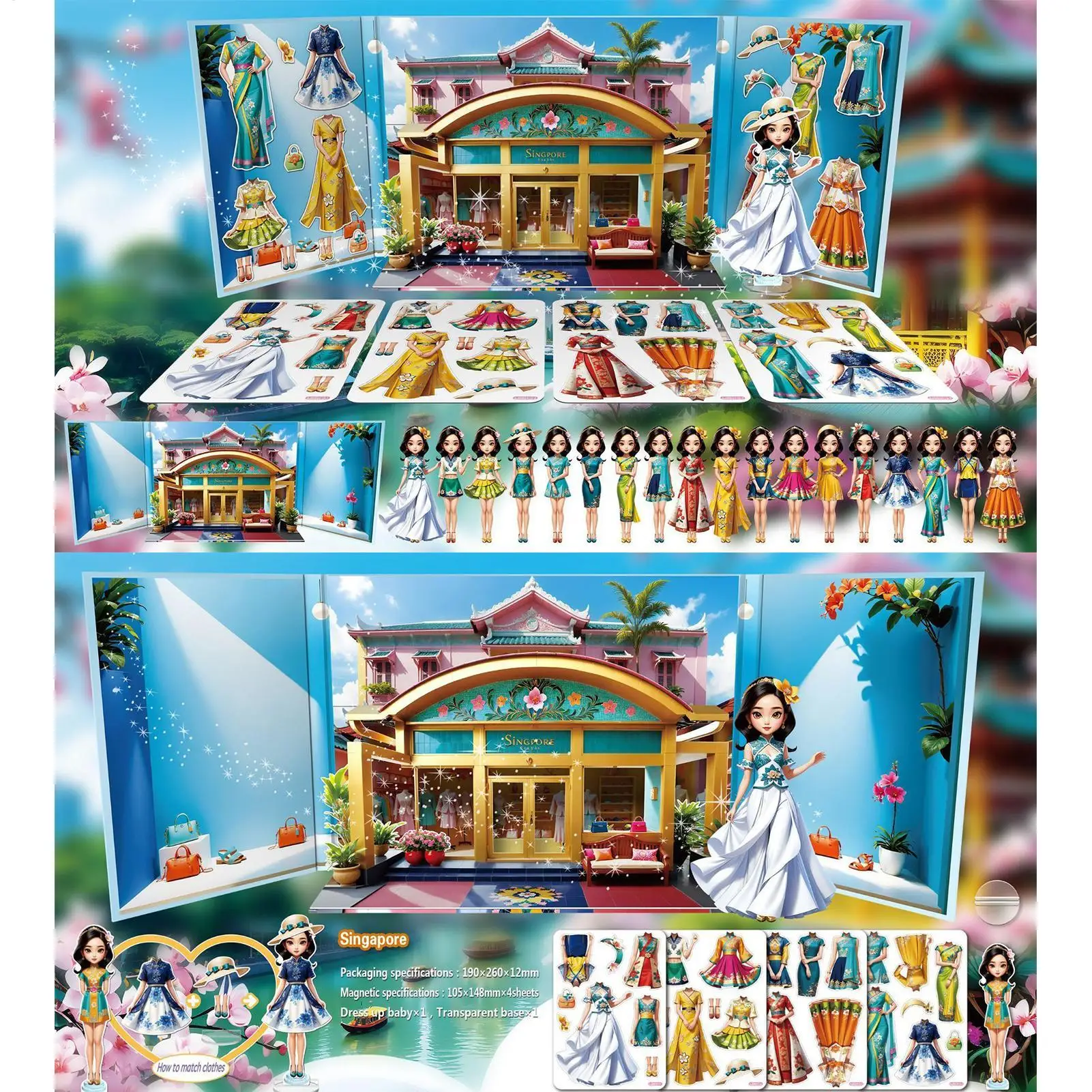 Vestido magnético de princesa, pegatinas de muñecos de papel con imán, juguetes educativos, juego de simulación para niños y niñas, juegos de viaje para fiestas - imagen 5