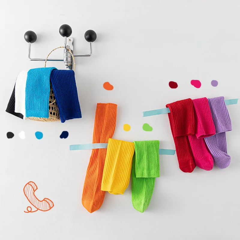 Calcetines para niños, nuevos calcetines apilables de Color sólido y brillante para niños, calcetines de pantorrilla verticales de versión coreana de alta elasticidad - imagen 3