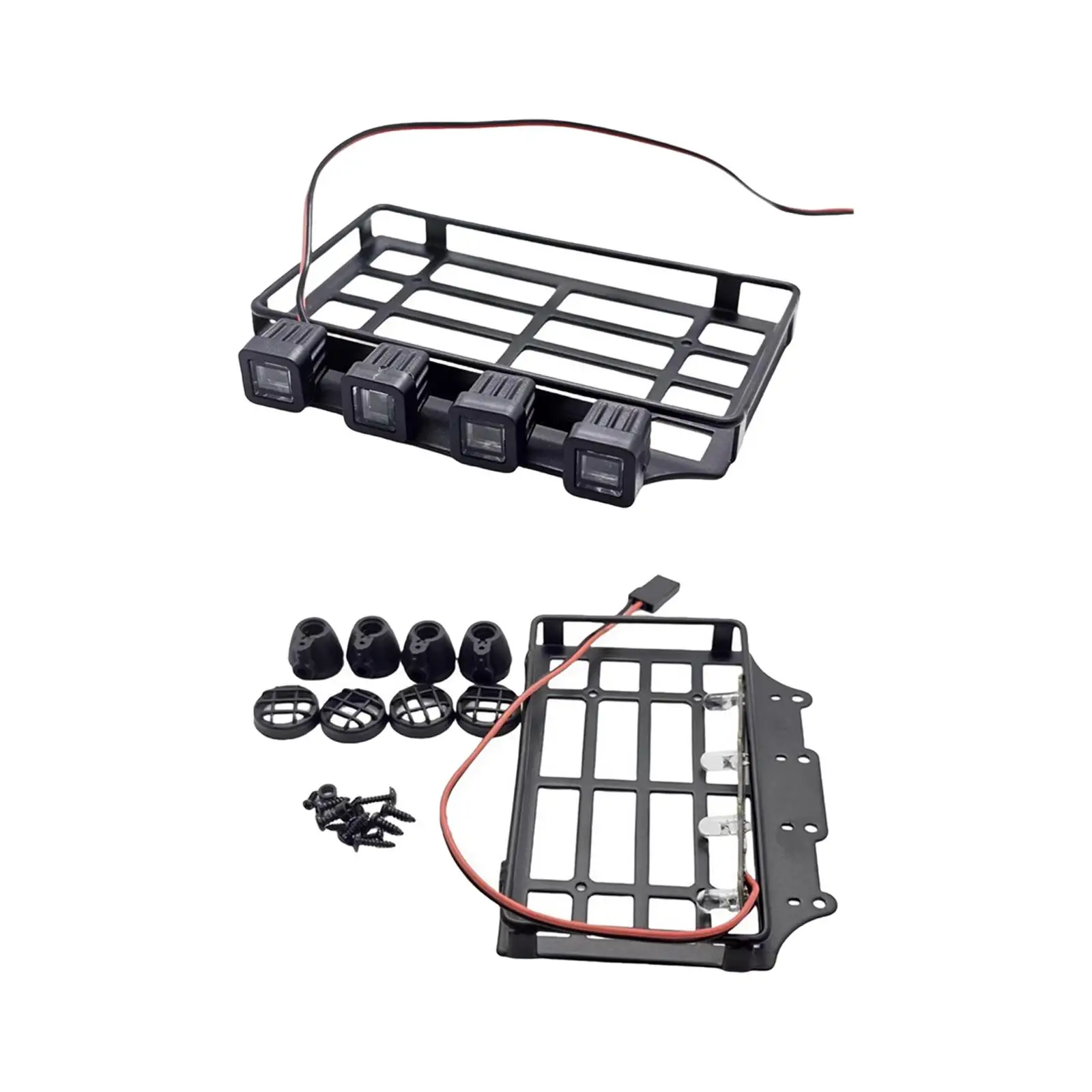 RC Roof Rack Luggage Carrier with LED Light Sturdy Spare Part Replacement RC Crawler Parts for MN 82 1/12 RC Car DIY Accessories