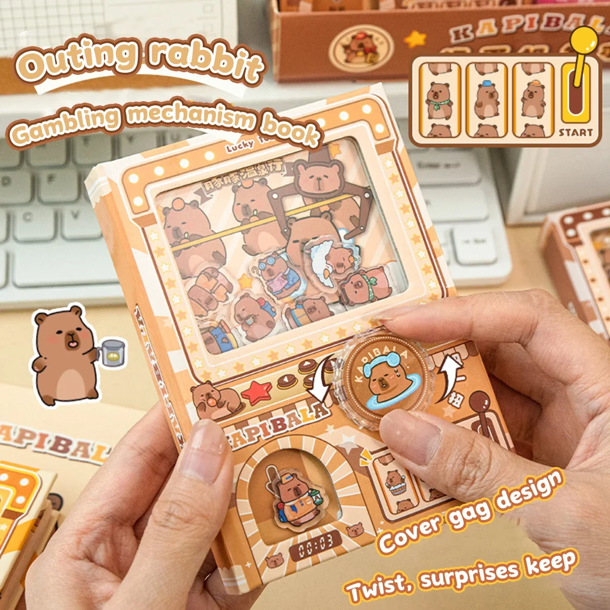 Tablero ocupado de capibara Kawaii, cuaderno sensorial para aliviar el estrés, juguete reutilizable para la vuelta a la escuela para estudiantes y niños, juguete de regalo educativo - imagen 3
