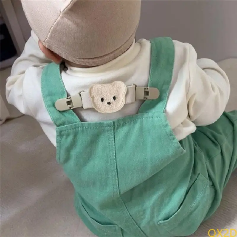 QX2D Baby Slingdress Correa hombro Nonslip Clip tirantes Correa hombro Clip niños Pantalones en general Lindo oso elástico - imagen 5