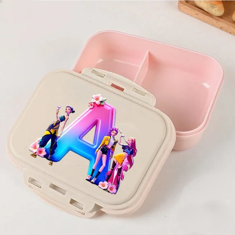 K Pop Demon Hunters Bento lonchera Anime Huntrix letra A-Z contenedores de comida niños escuela Picnic lonchera Oficina cena estuche regalo - imagen 2