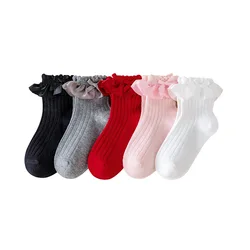 Calcetines de algodón suave con encaje para niñas uso escolar