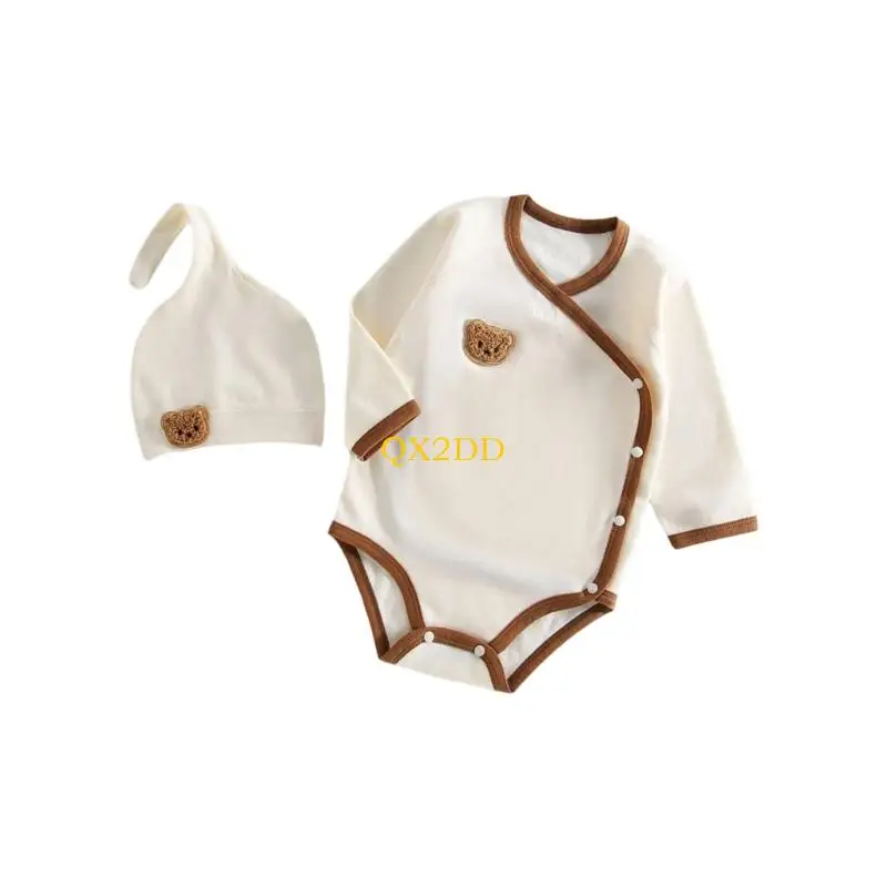 Delio dibujos animados QX2D Rompero para bebés recién nacidos algodón suave algodón largo con traje ropa traje - imagen 2