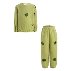 Conjunto de pijama de lana para niños y niñas, ropa de dormir estampada, trajes para niños, ropa de dormir, jersey de manga larga, Top con pantalones, traje