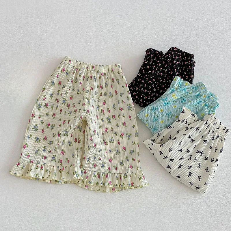 Milancel Pantalones florales de verano para niña – Pierna recta y lazo - imagen 5