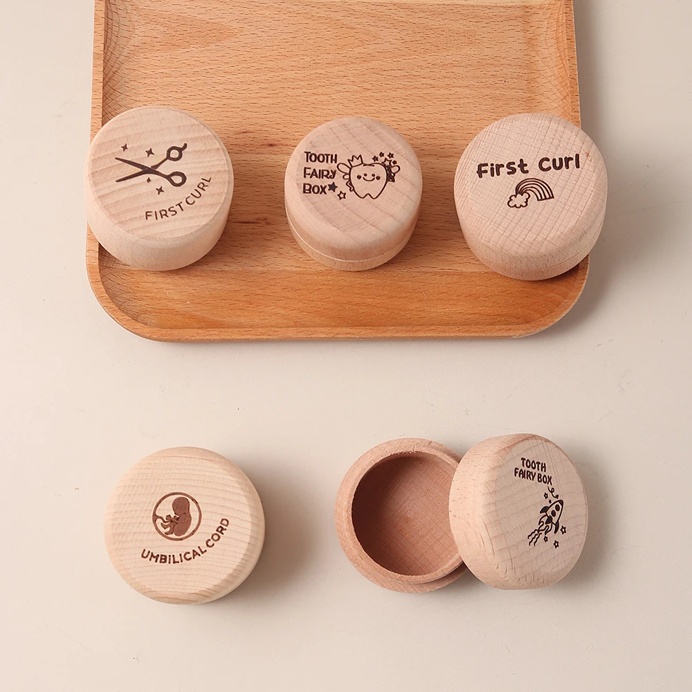 Caja de recuerdos para bebé Beechwood: caja de memoria de primer diente y cordón umbilical, cofre del tesoro de hito