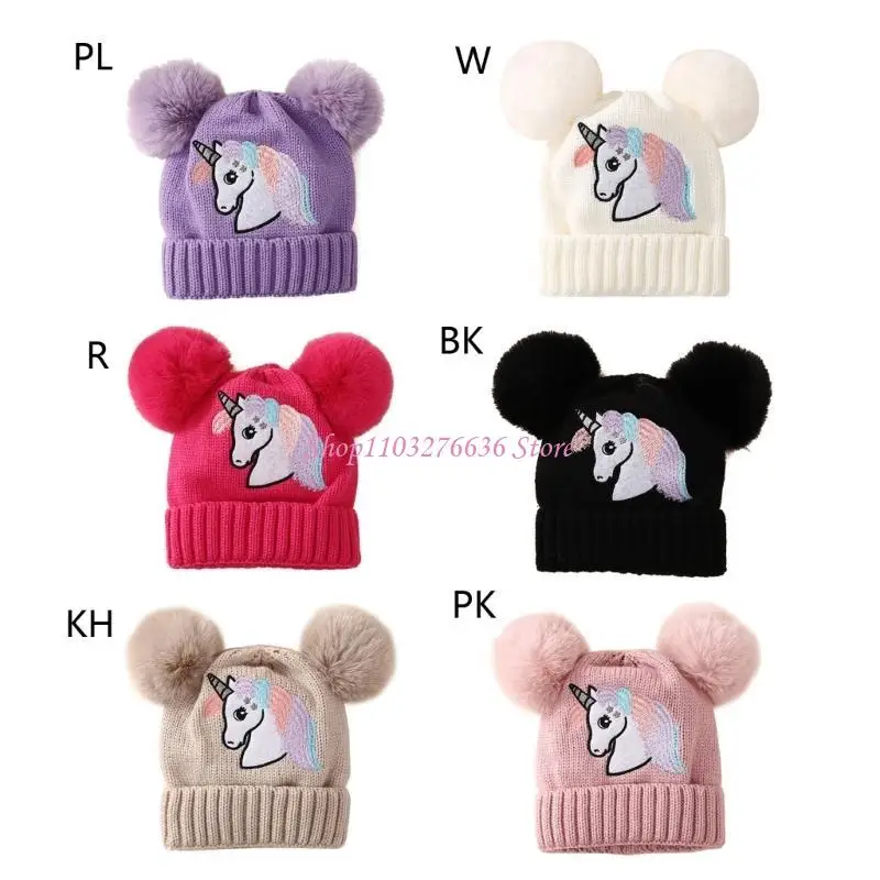 Gorro de invierno para bebé punto grueso con pompones dobles - imagen 3