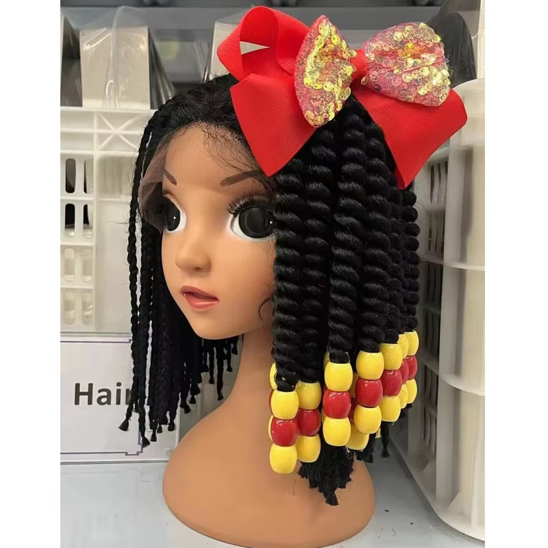 Coletas trenzadas con cuentas y purpurina para niña – Estilo burbuja - imagen 4