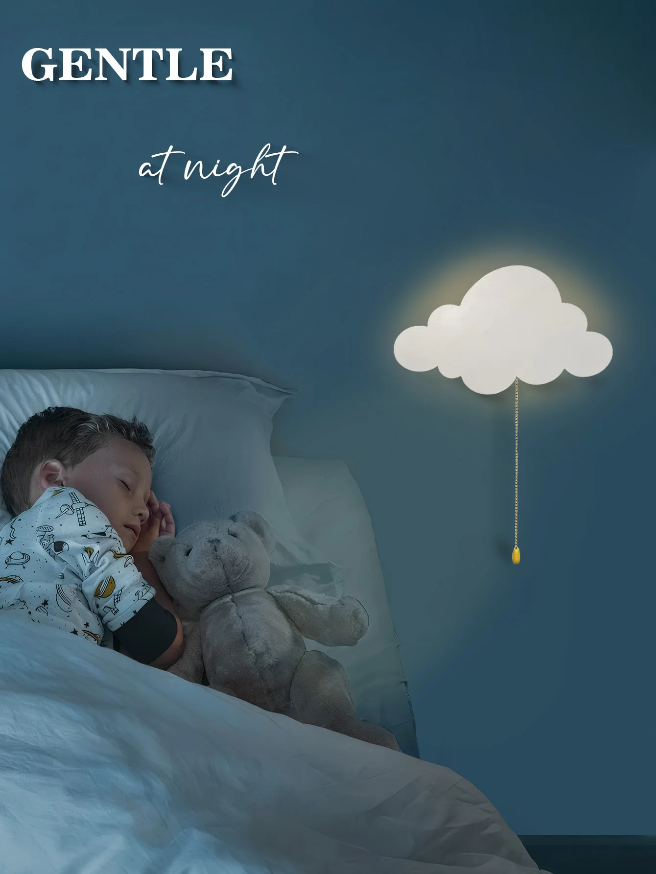 Luz de nube: lámparas de pared de nube flotantes para dormitorios y dormitorios infantiles |   Luces nocturnas colgantes con pilas - imagen 4