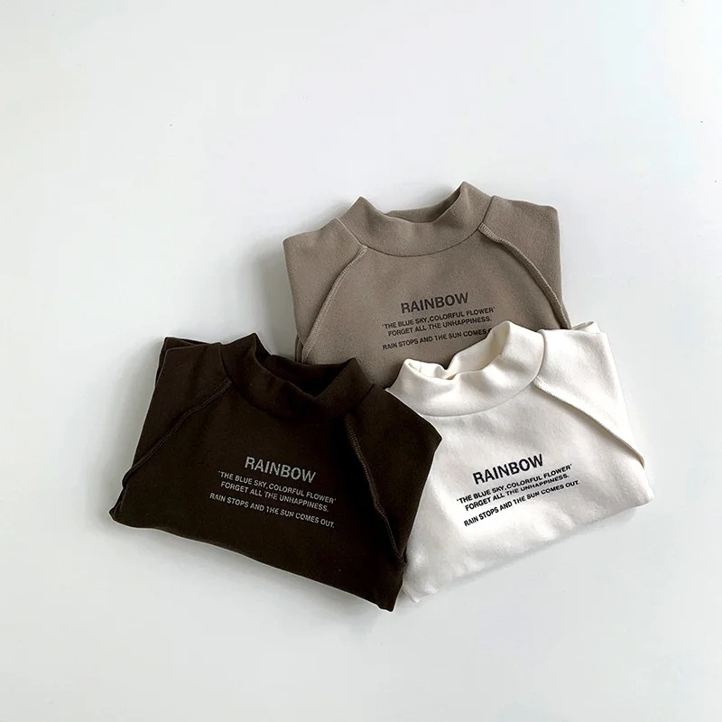 Vêtements d'hiver pour enfants de 1 à 7 ans, chemisier chaud à col roulé pour garçons, chemises à manches longues pour filles, haut polyvalent en polaire aurore - imagen 4