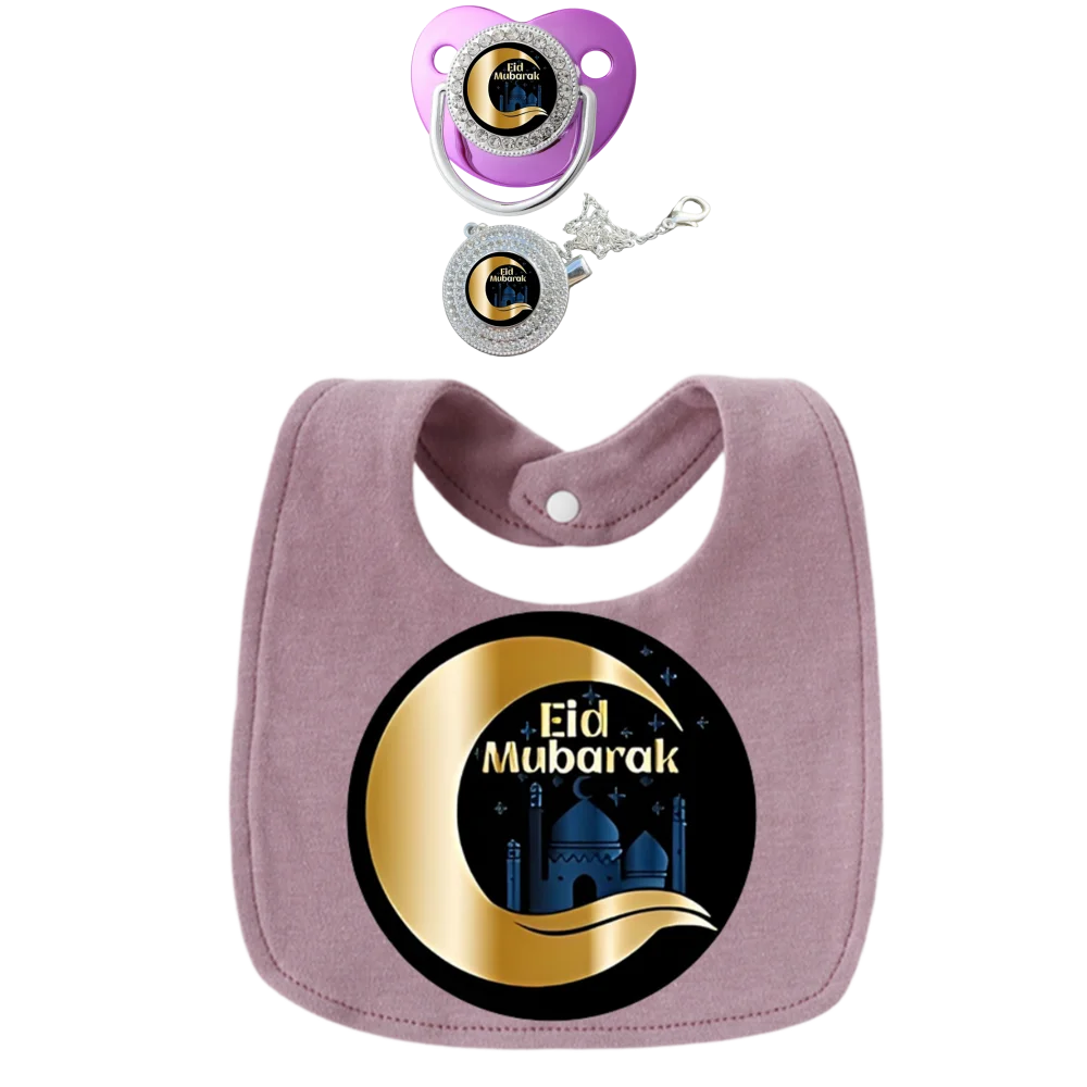 3 juegos de Baberos morados para bebé, ropa para eructar, chupetes y portabebés musulmanes para bebé, toallas para saliva recién nacido, toallas de algodón para niños - imagen 4