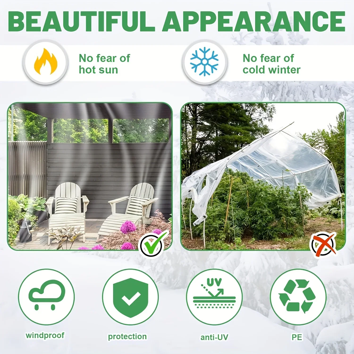 Paño impermeable transparente con junta: perfecto para jardines, patios, gallineros, toldos para porche y acampar - imagen 5