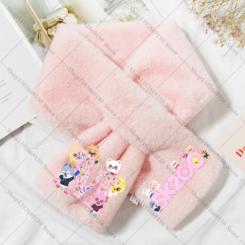 Bufanda de felpa de Anime para niños, bufandas cálidas de dibujos animados SKZ ooed, accesorios cálidos de invierno, pañuelo para niñas, silenciador, regalos de navidad para niños