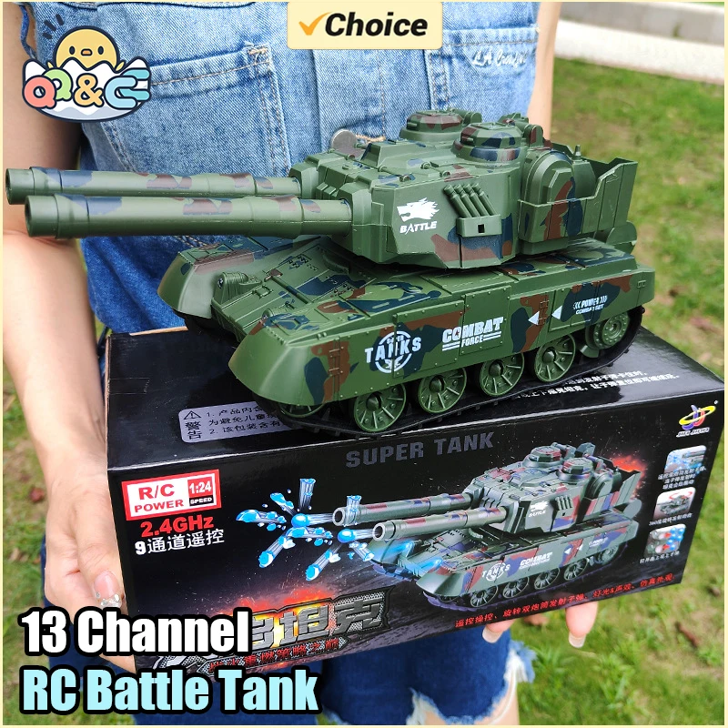 Tanque de Control remoto, camión con orugas RC de 13 canales, coche eléctrico, máquina controlada por aplicación de batalla, juguetes para niños, regalos