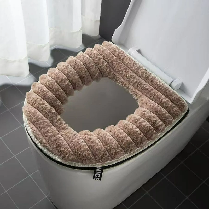 Cojín térmico de piel de conejo para inodoro – Adaptador suave invierno