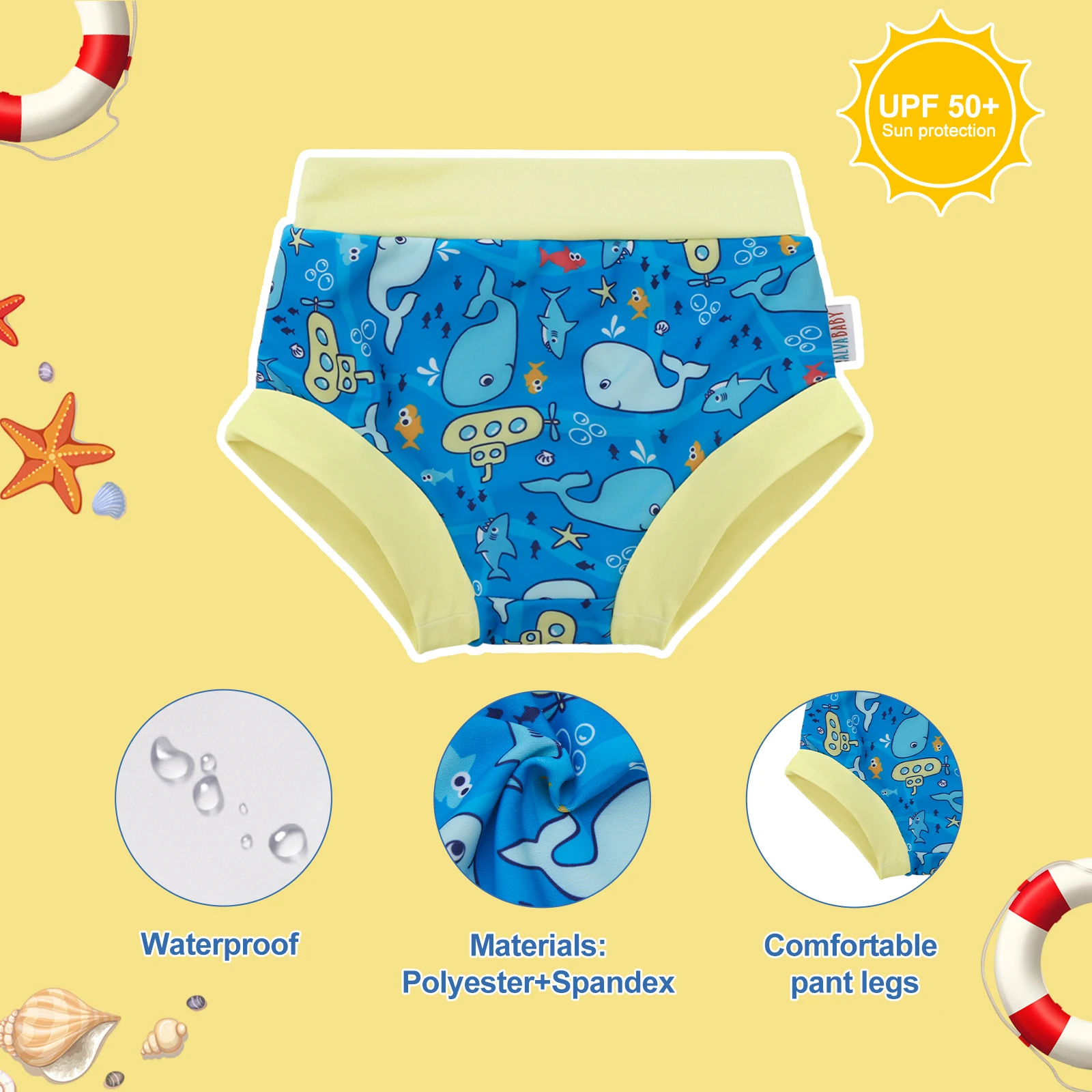 ALVABABY Pañal de natación reutilizable para bebé unisex - imagen 5