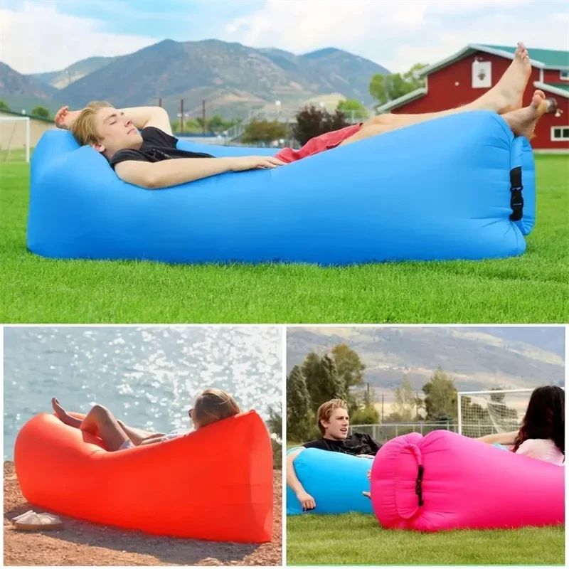 Juguetes inflables plegables de inflado rápido, sofá de aire de relajación para playa al aire libre, bolsa perezosa para dormir de buena calidad - imagen 3