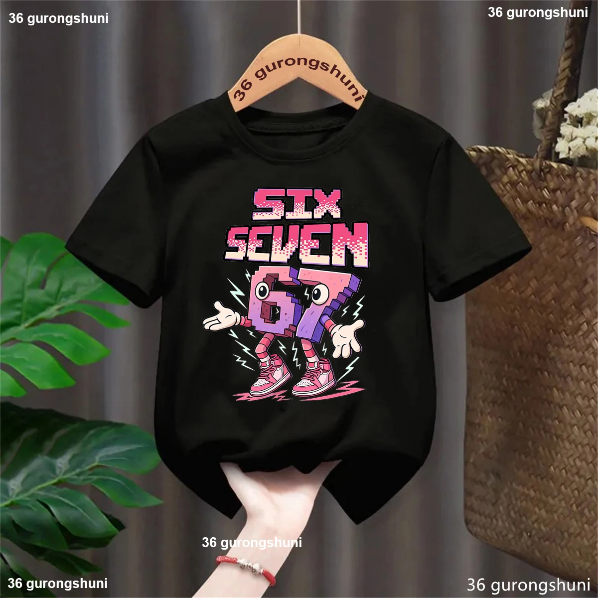 Camiseta con estampado de Brainrot italiano 67 Six Seven Meme, ropa divertida para niñas, camisetas blancas/negras/rosas/rojas/azules de verano - imagen 4