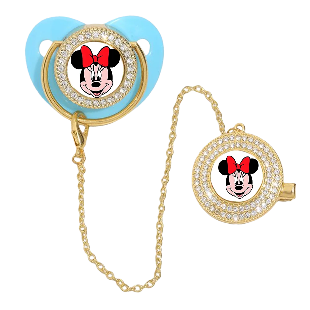Nueva lujosa funda con clip de cadena para chupete para bebés, exclusiva para masticar y tocar la boca, tetina de silicona con estampado de anime para bebé - imagen 2