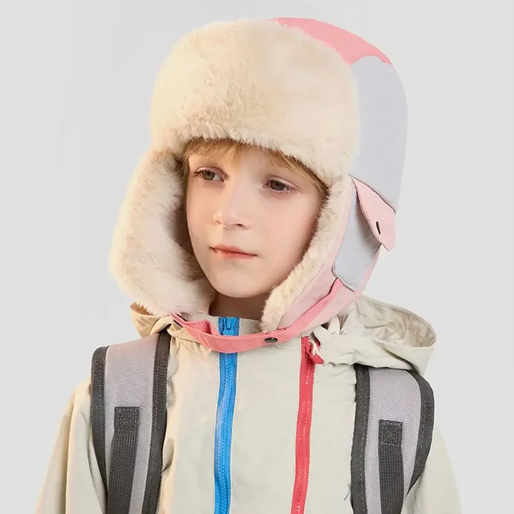 Gorros de invierno cálidos a la moda para niños, gorro grueso con orejeras, gorro de piloto a prueba de viento a prueba de frío para niños - imagen 4