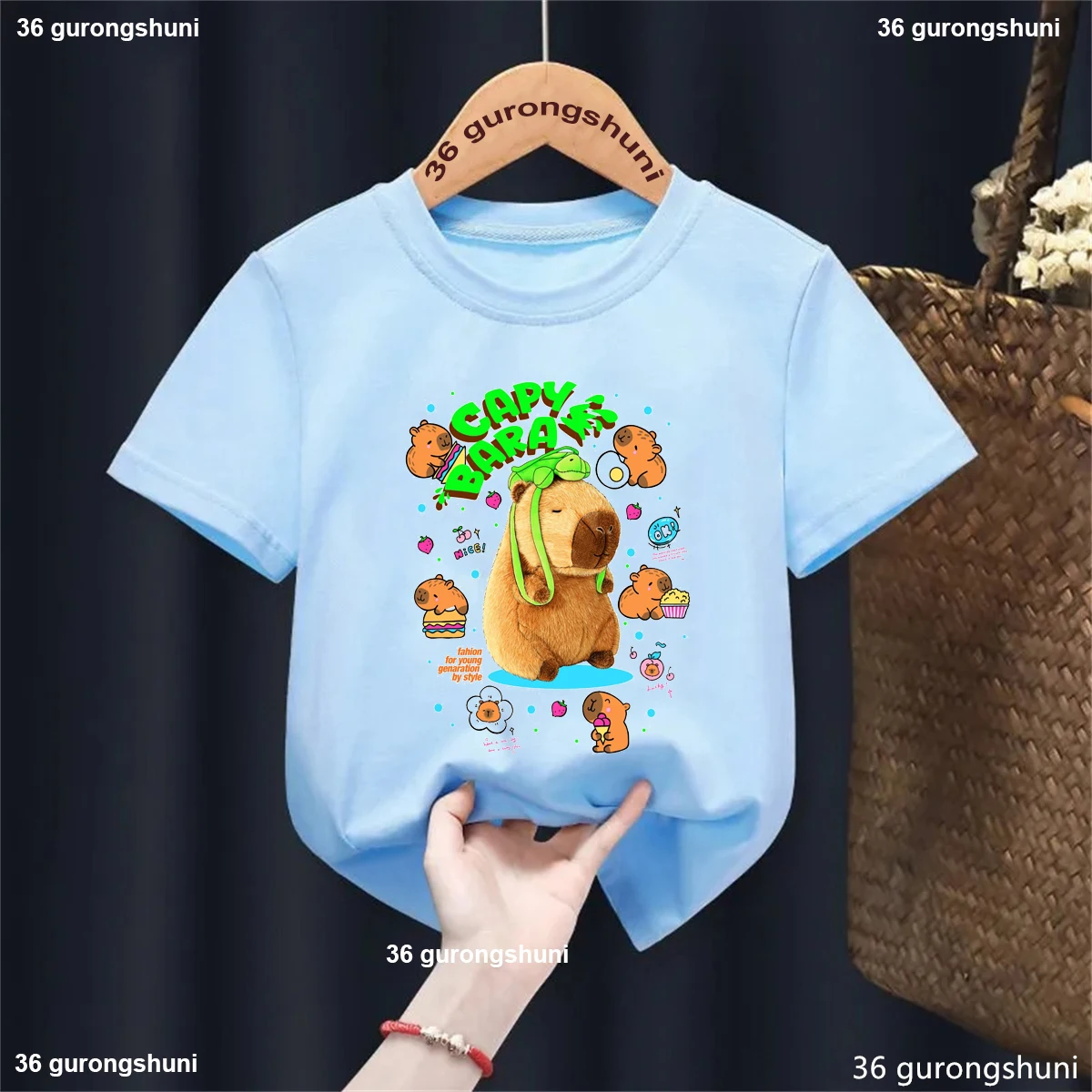 Camiseta con estampado de muñeco de capibara grande y bonito para amantes del capio, regalo para niños y niñas, ropa para niños, camisetas de manga corta Harajuku - imagen 3