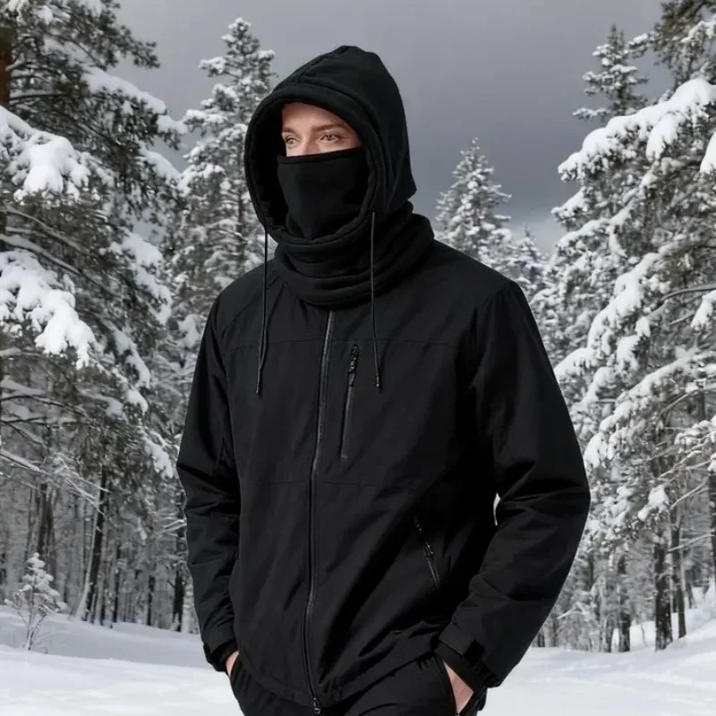 Pasamontañas de invierno unisex con capucha y máscara cortaviento - imagen 2