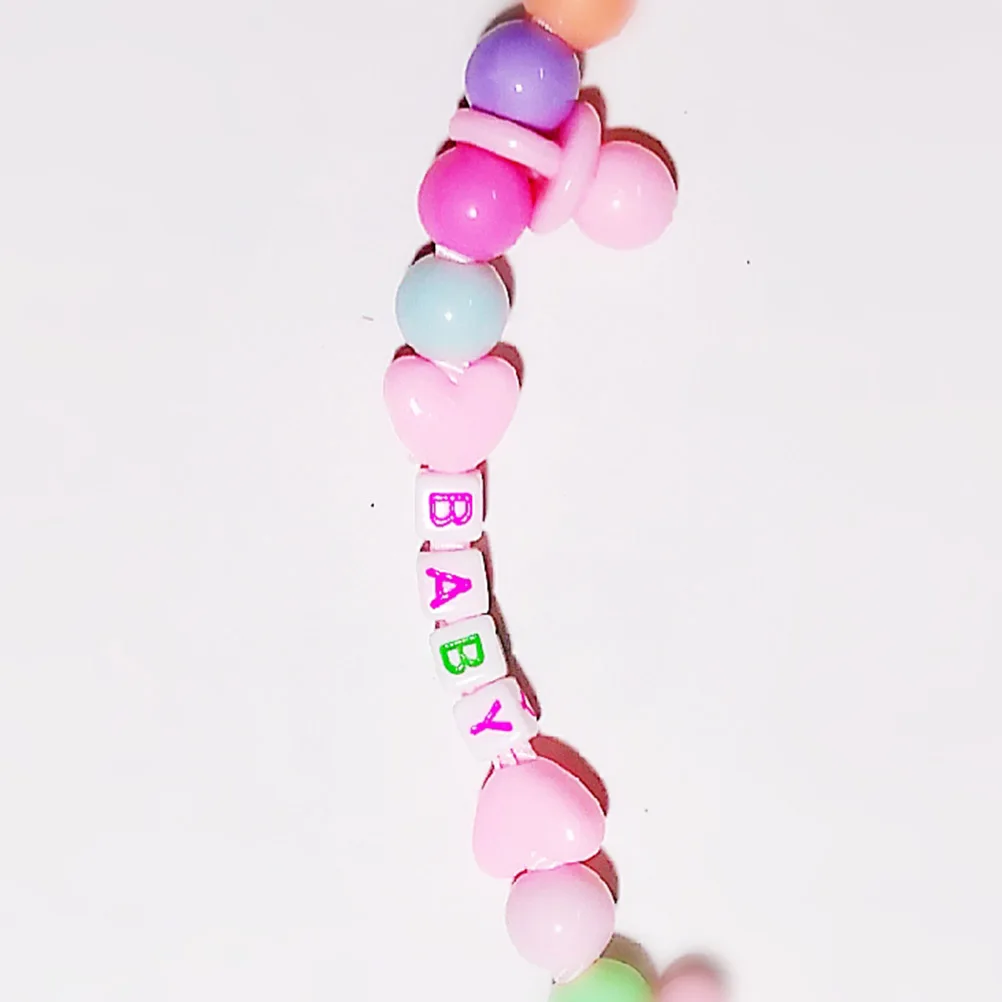 Cadena con clip para chupete para bebé, accesorios para mordedor con espaciadores ornamentales, borde redondeado rosa, diseño ligero y seguro