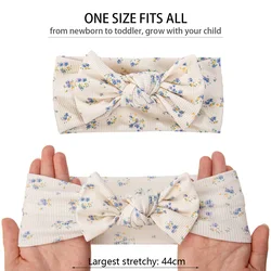 Diadema elástica con lazo floral para niña – Color crema