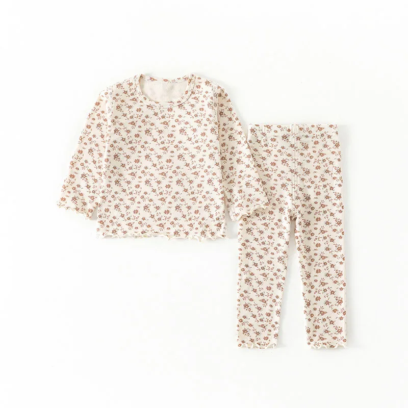 MILANCEL, nuevo conjunto de ropa de primavera para niñas, ropa de hogar Floral bonita para bebés de 0 a 4T, ropa de descanso con estampado completo de flores para niños pequeños - imagen 2