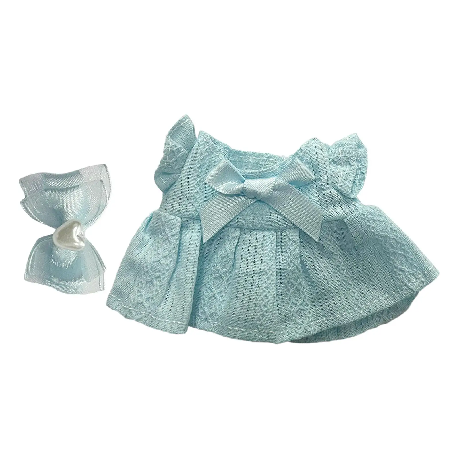 2Pcs Mini 6 inch Doll Clothes with Headwear Dress up Girls Gift Adorable Doll Dress Set for Dolls Pendant Doll Kids Age 4-6 8-10