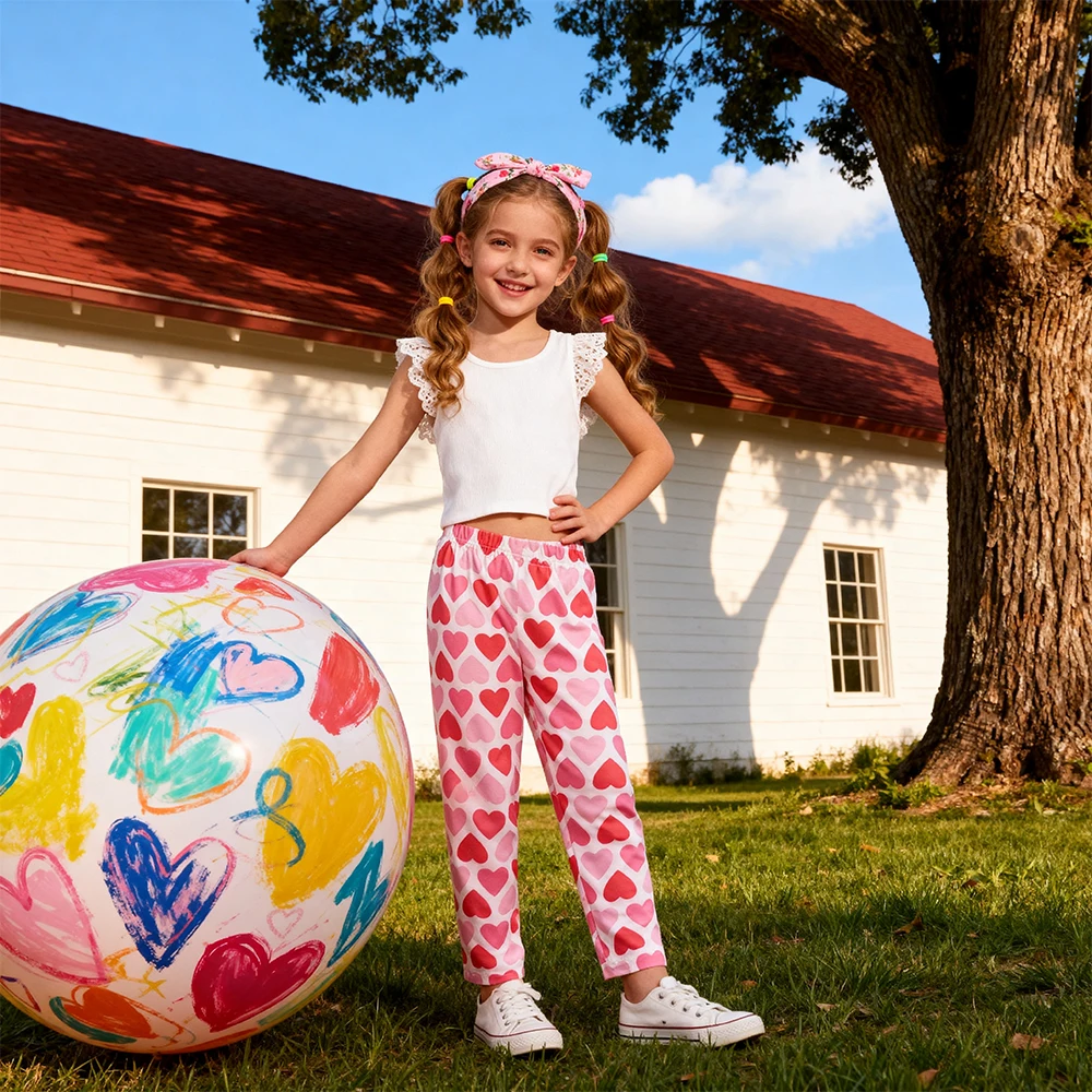 DXTON pantalones largos niño con corazones suave primavera verano - imagen 4