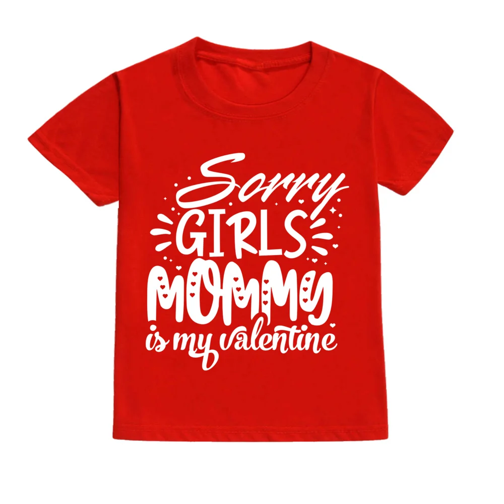 Camiseta con estampado de valetina de papá y mamá para niños, camisas rojas para niños, camisetas para niños y niñas, regalos de fiesta del Día de San Valentín, ropa informal - imagen 5