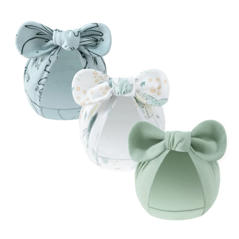 Gorro indio para recién nacido de Color sólido, gorro infantil con lazo grande, gorro de algodón suave para bebé, diadema elástica, accesorios para el cabello para niños - imagen 4