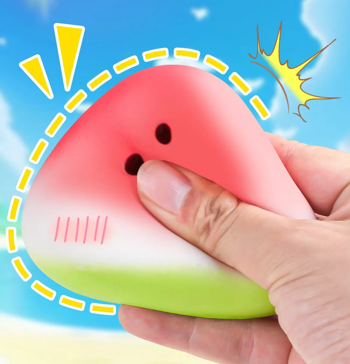 Juguetes creativos suaves para amasar sandía, música antiestrés, juguetes de sandía de crecimiento lento, juguetes para apretar con pellizco de fruta - imagen 4